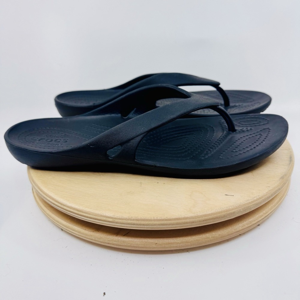 Crocs Kadee II Flip Flops Womens 10 Black Comfort Slip-On Summer Sandals thong - Picture 4 of 8